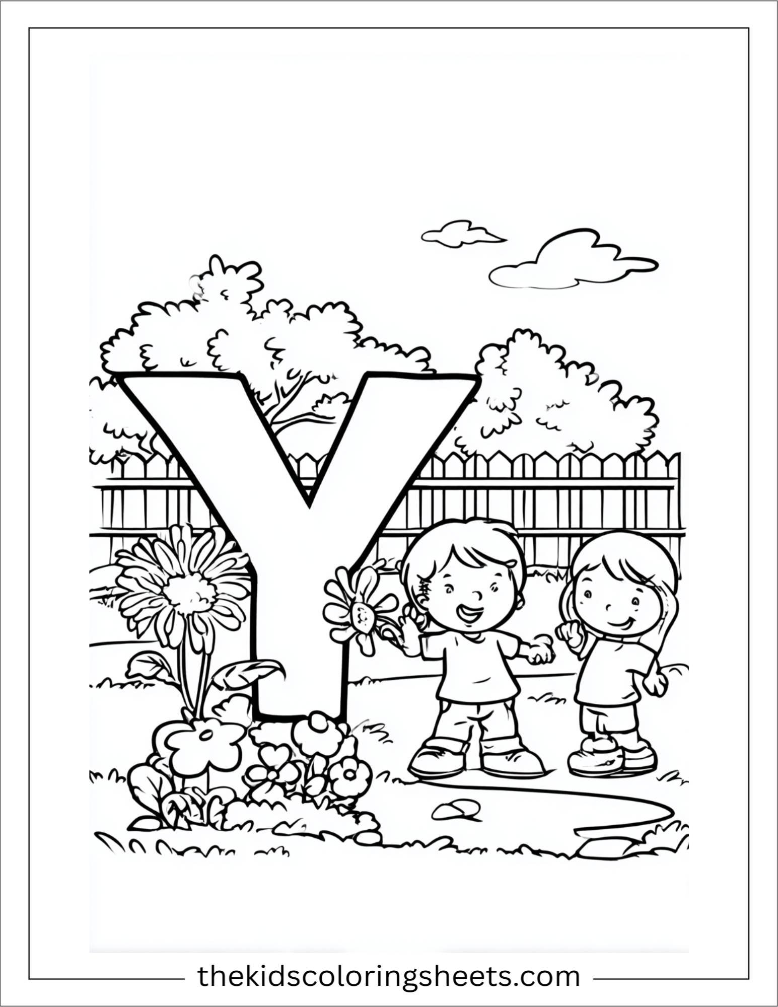 alphabet Y yard coloring page