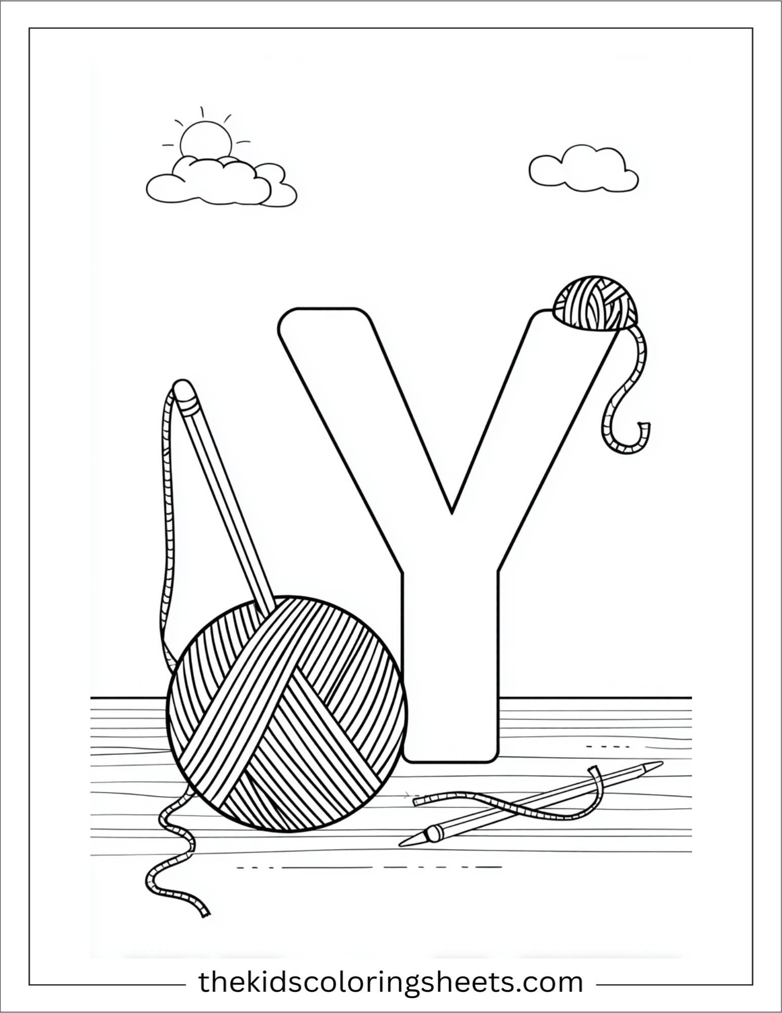 alphabet Y yarn coloring page