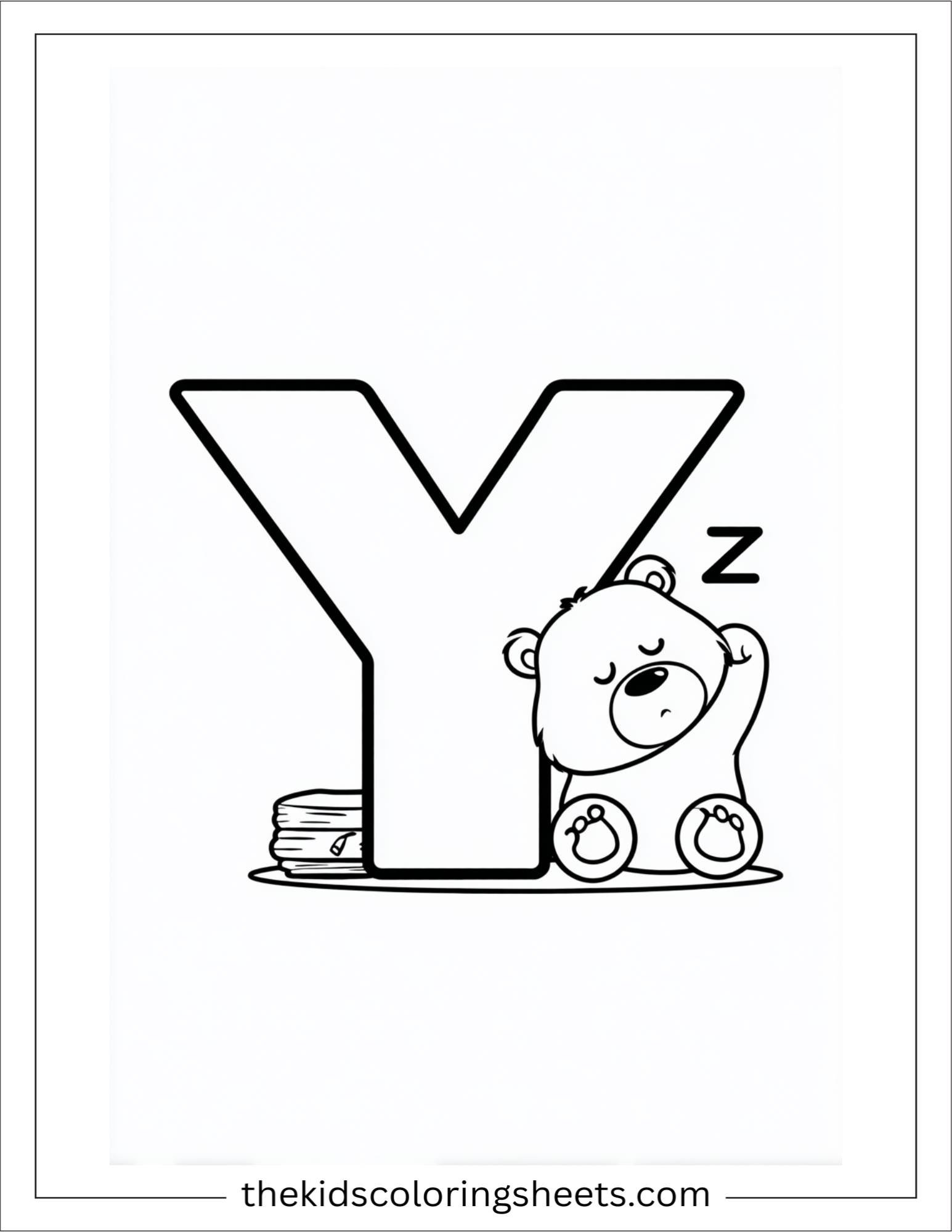 alphabet Y yawn bear coloring page