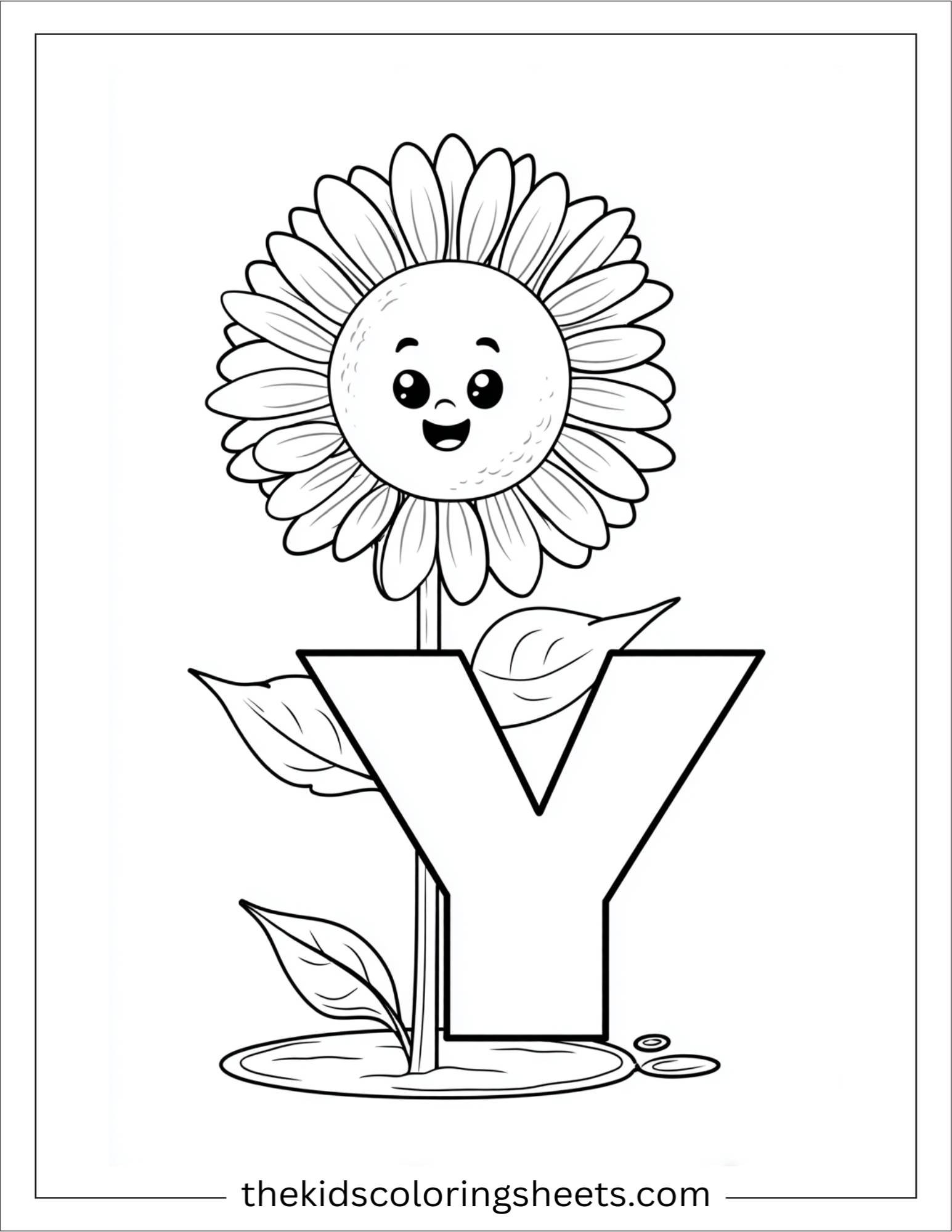 alphabet Y yellow flower coloring page