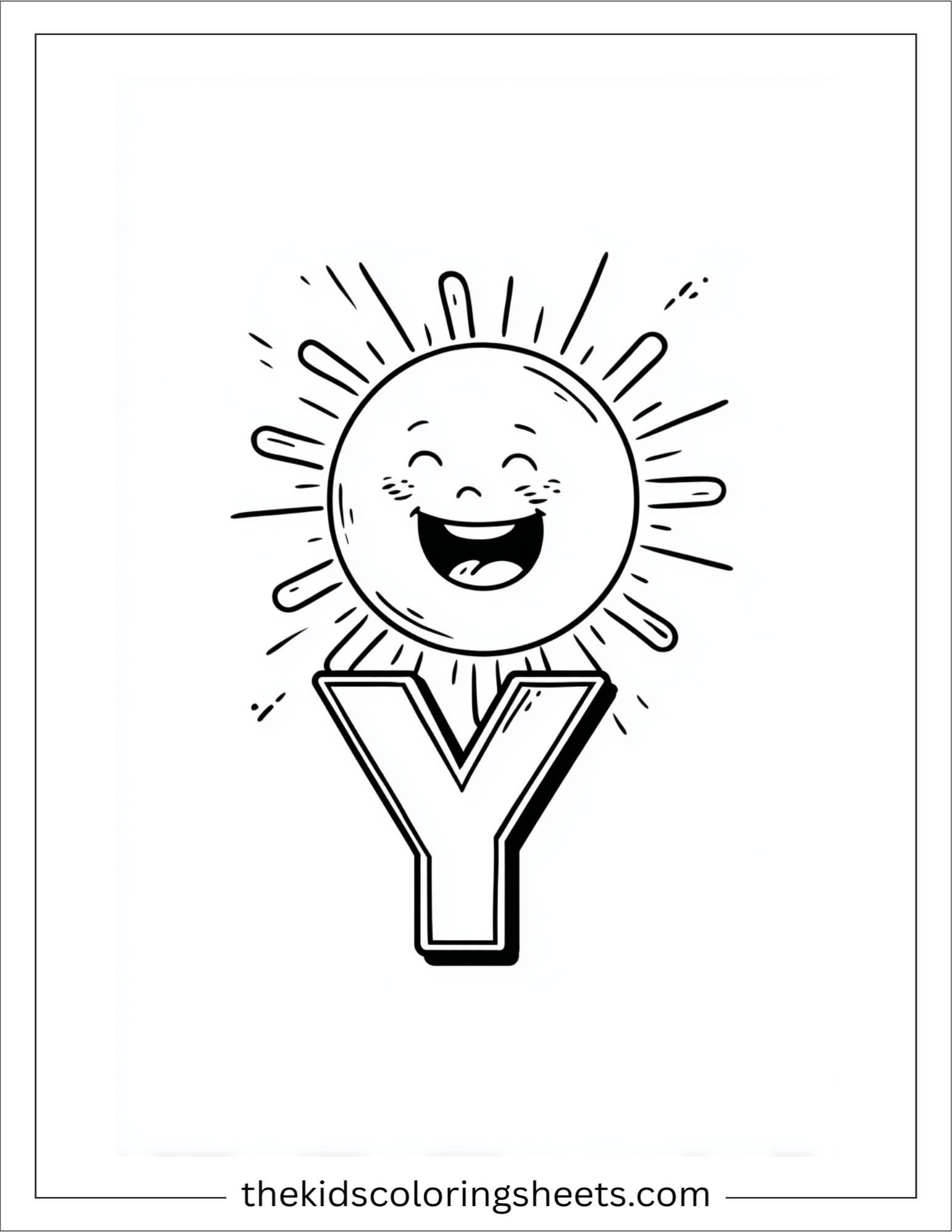 alphabet Y yellow sun coloring page