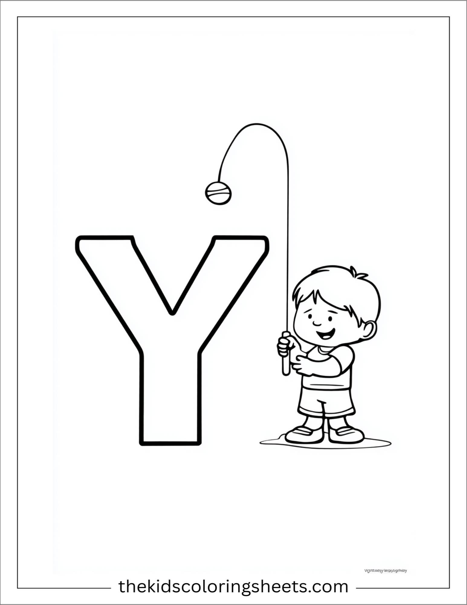 alphabet Y yo-yo player coloring page