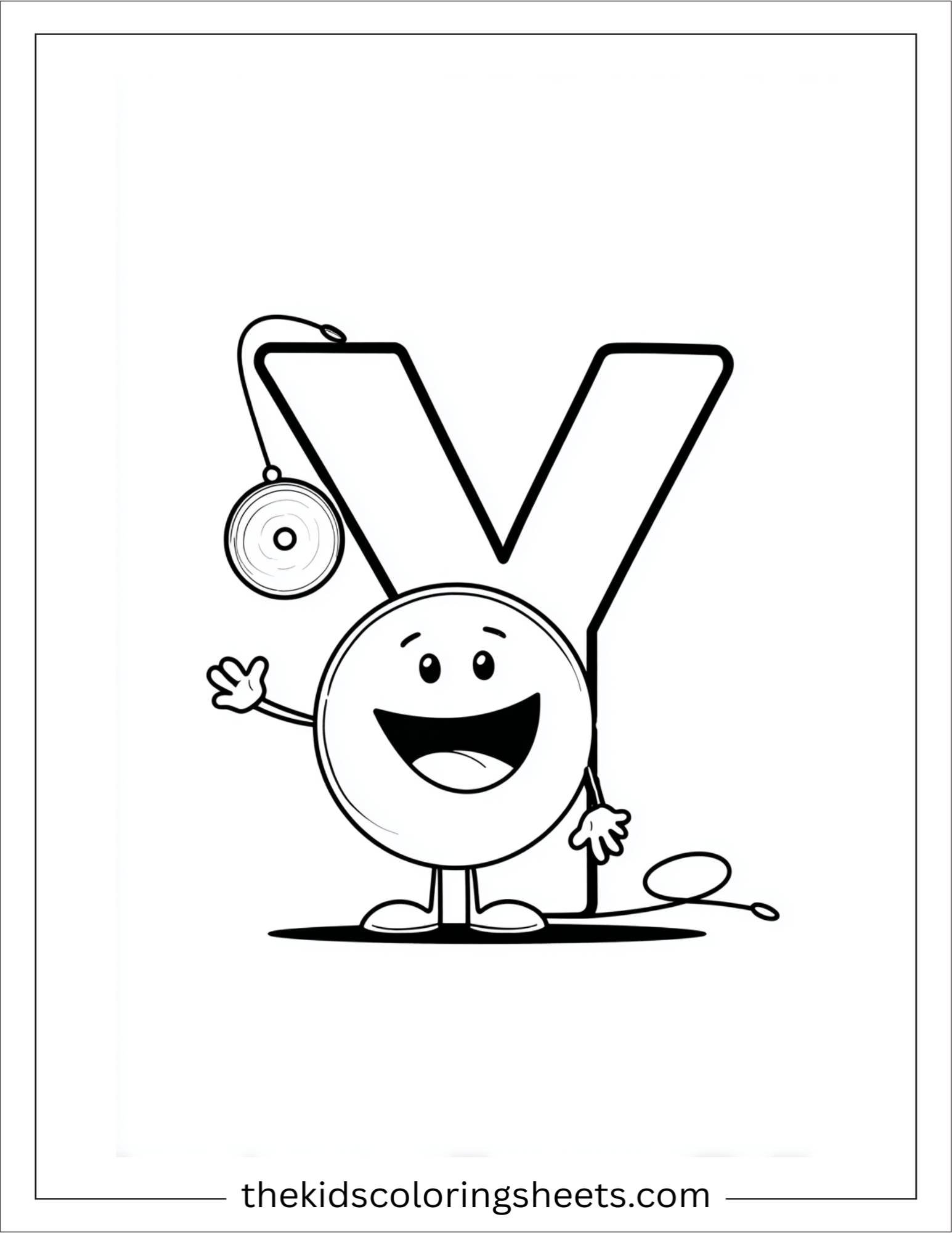 alphabet Y yo-yo smiling coloring page