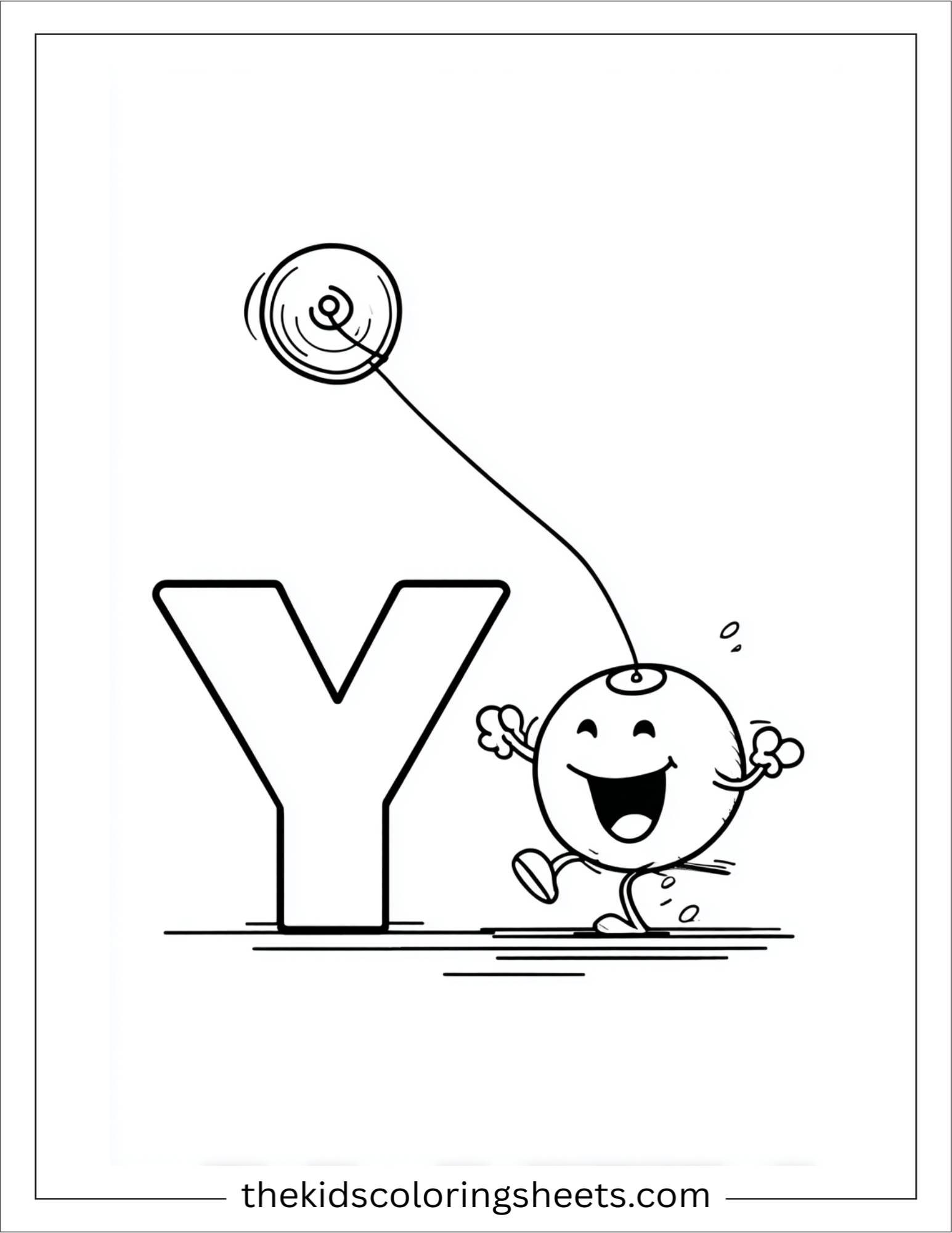 alphabet Y yo-yo tricks coloring page