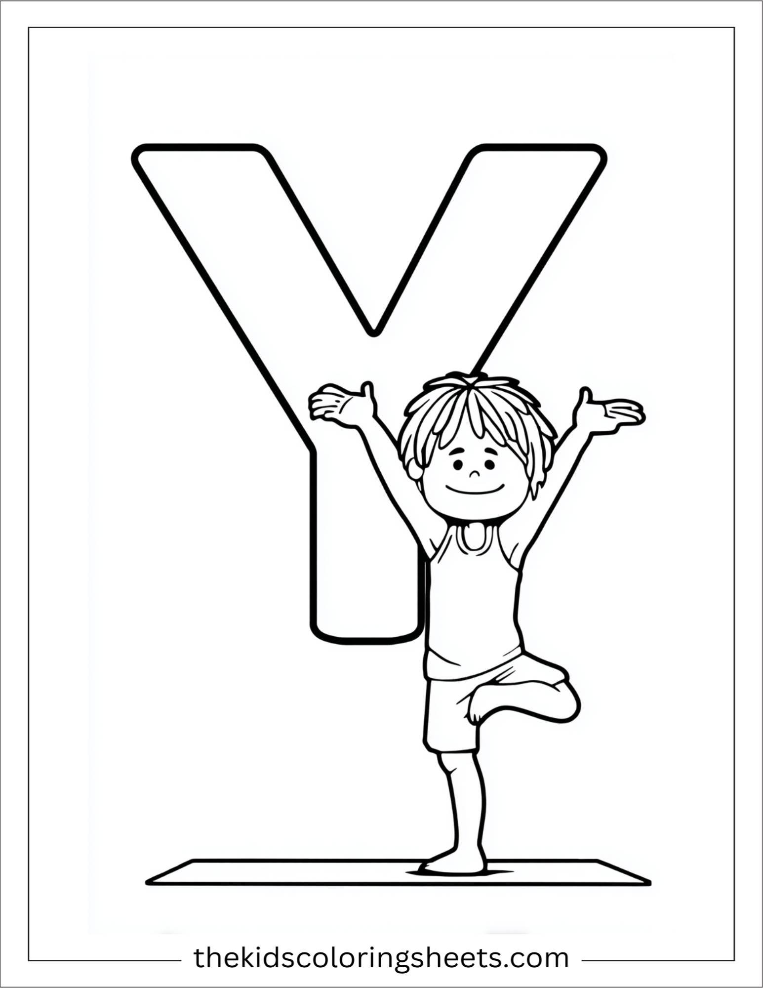 alphabet Y yoga coloring page