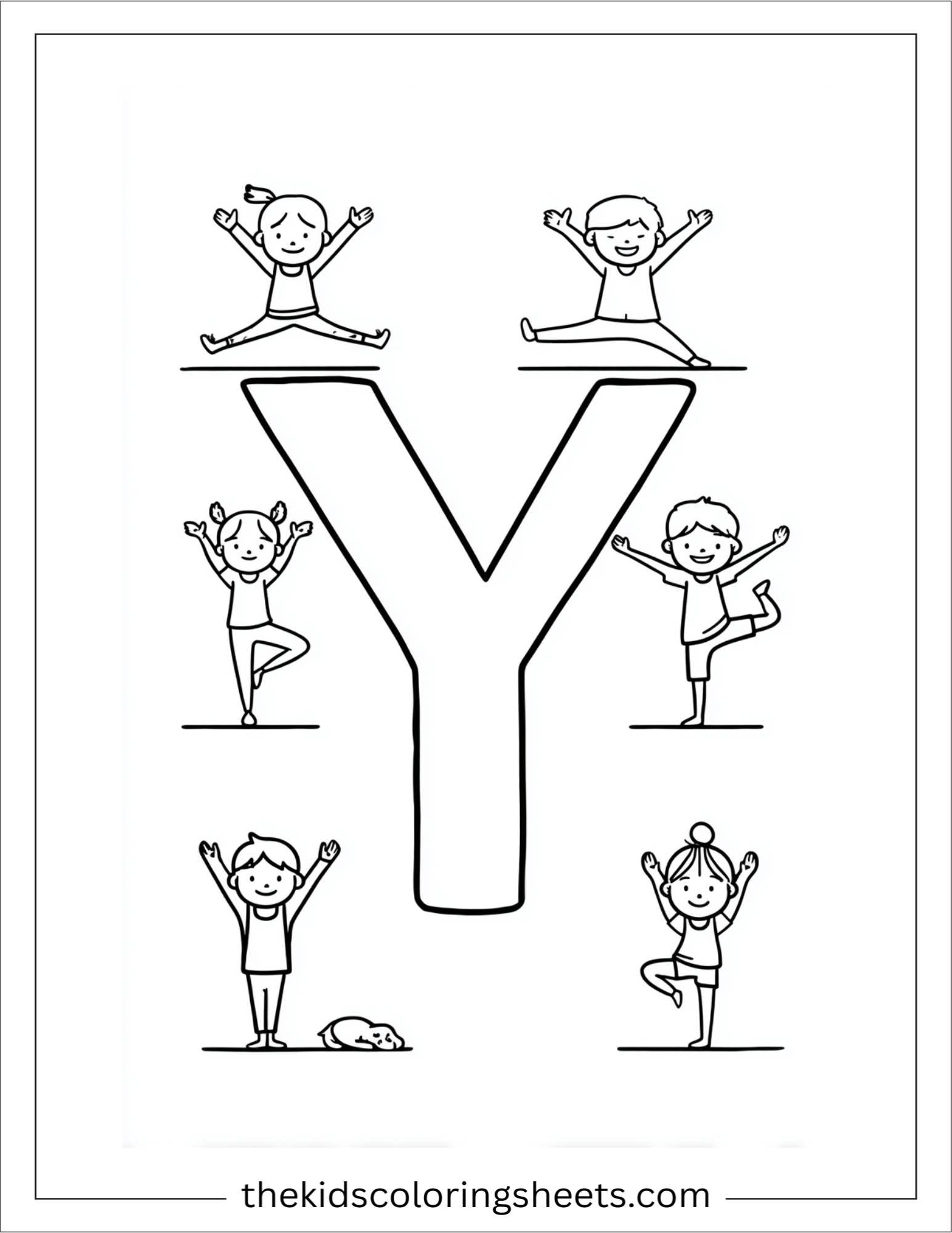 alphabet Y yoga kids coloring page