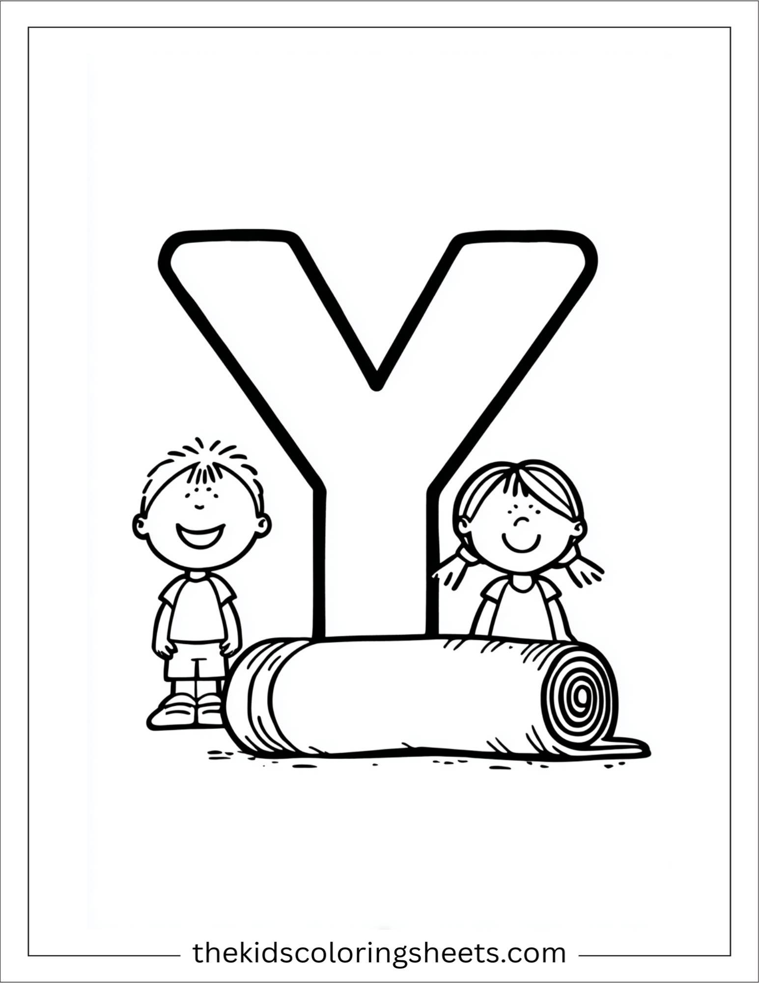 alphabet Y yoga mat coloring page