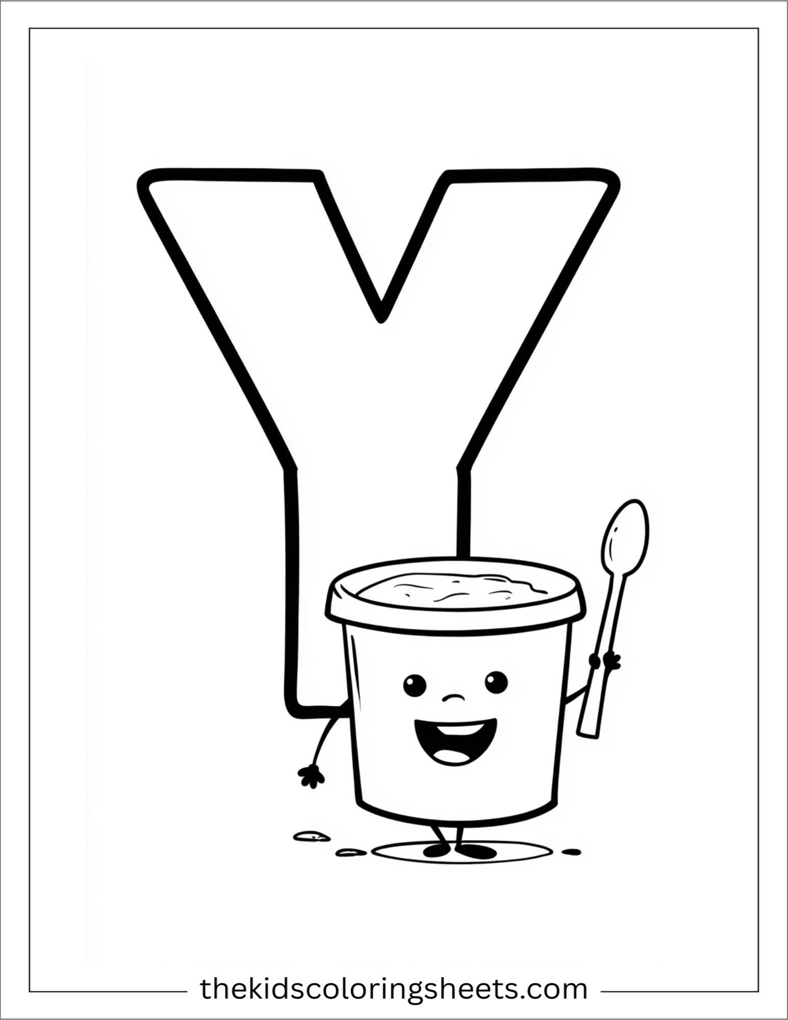alphabet Y yogurt coloring page