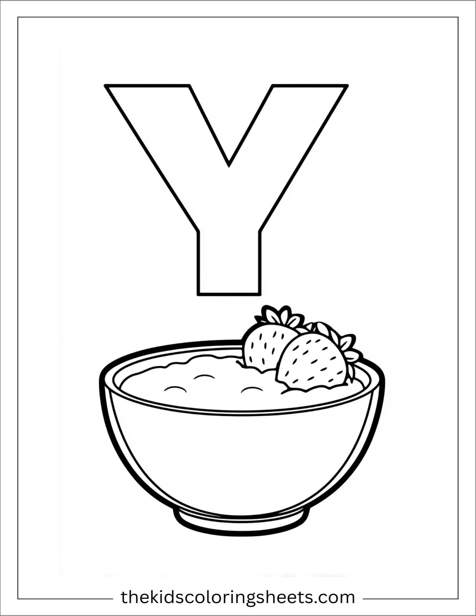alphabet Y yogurt fruit coloring page
