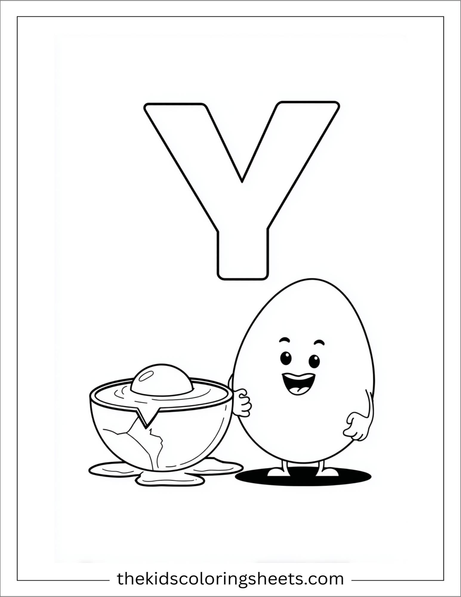 alphabet Y yolk egg coloring page