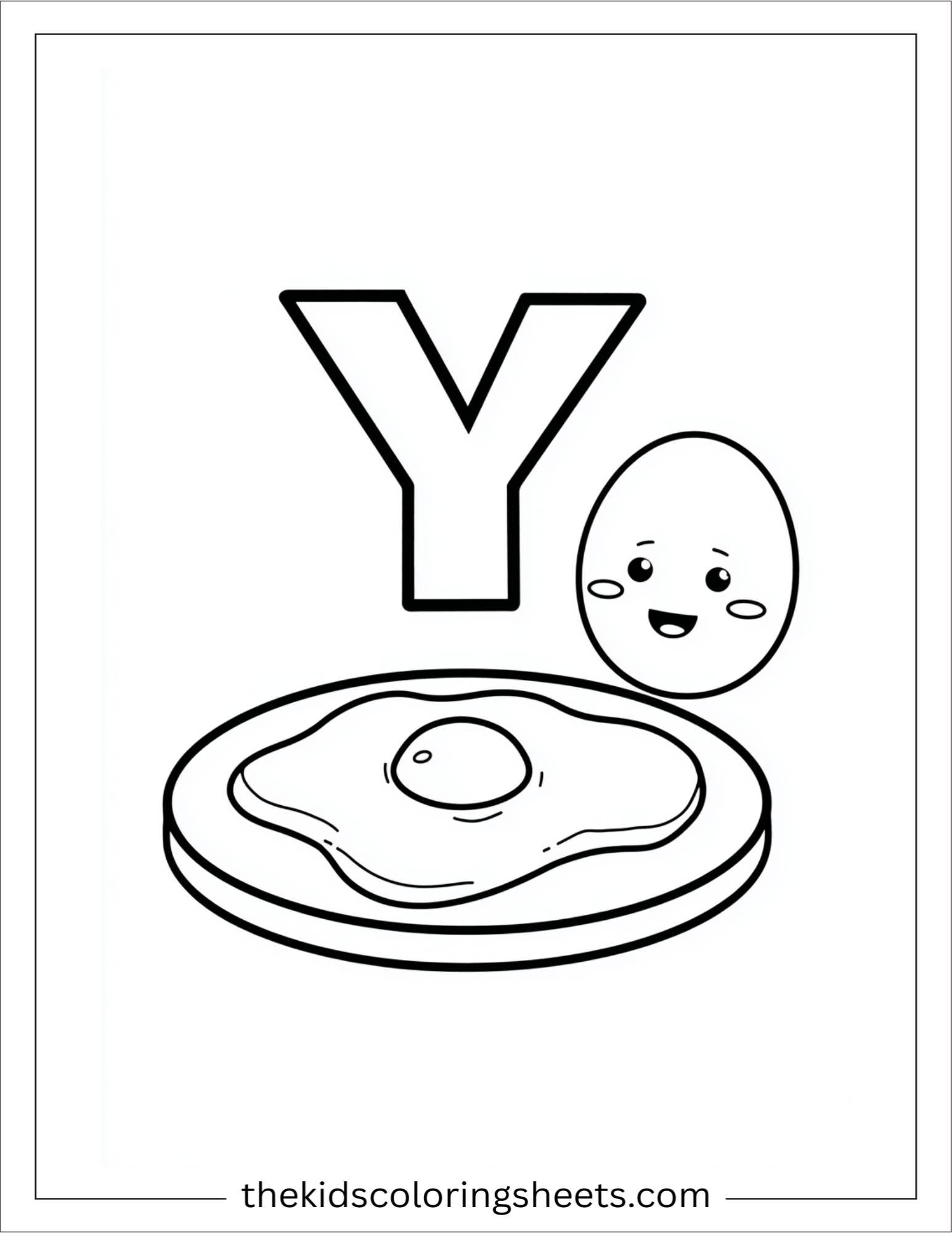 alphabet Y yolk sunny side coloring page