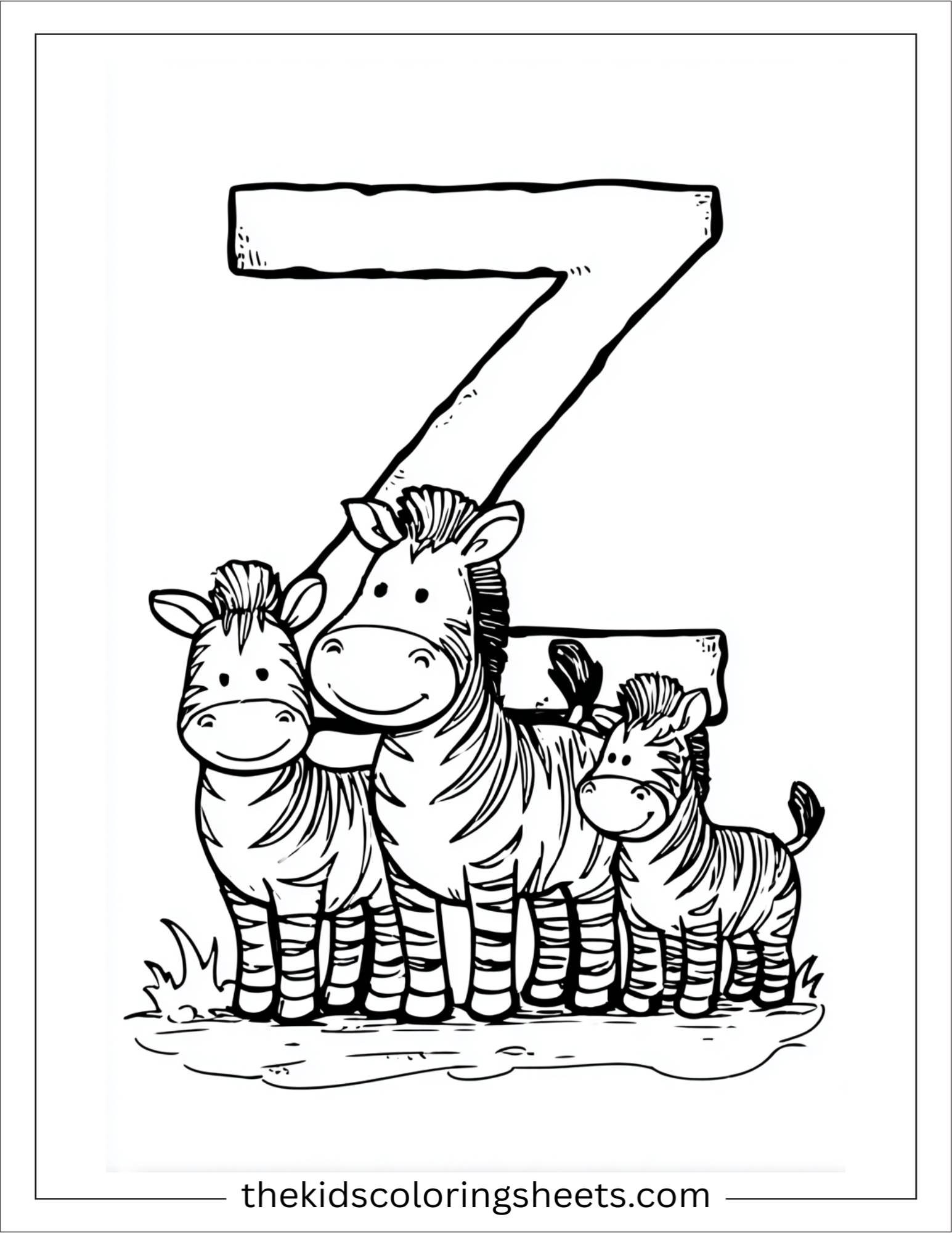 alphabet Z zebra family coloring page