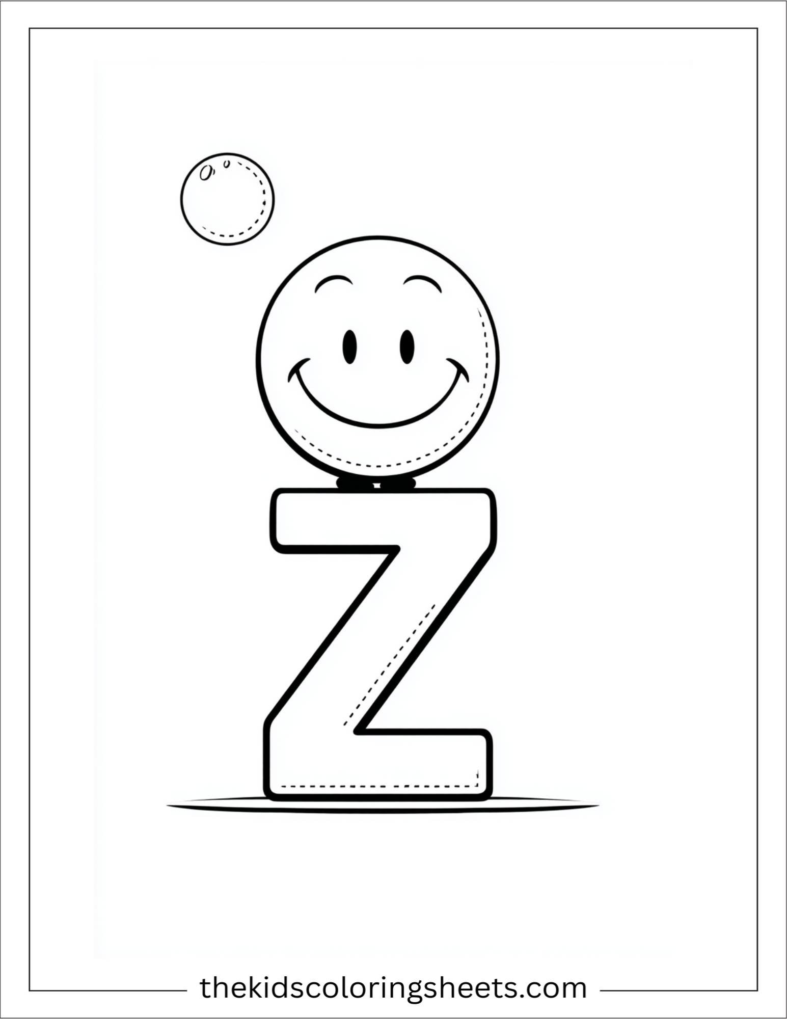 alphabet Z zero number coloring page
