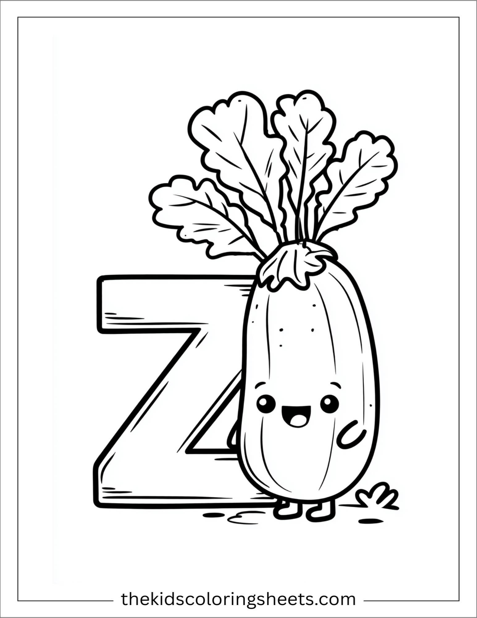 alphabet Z zipper coloring page