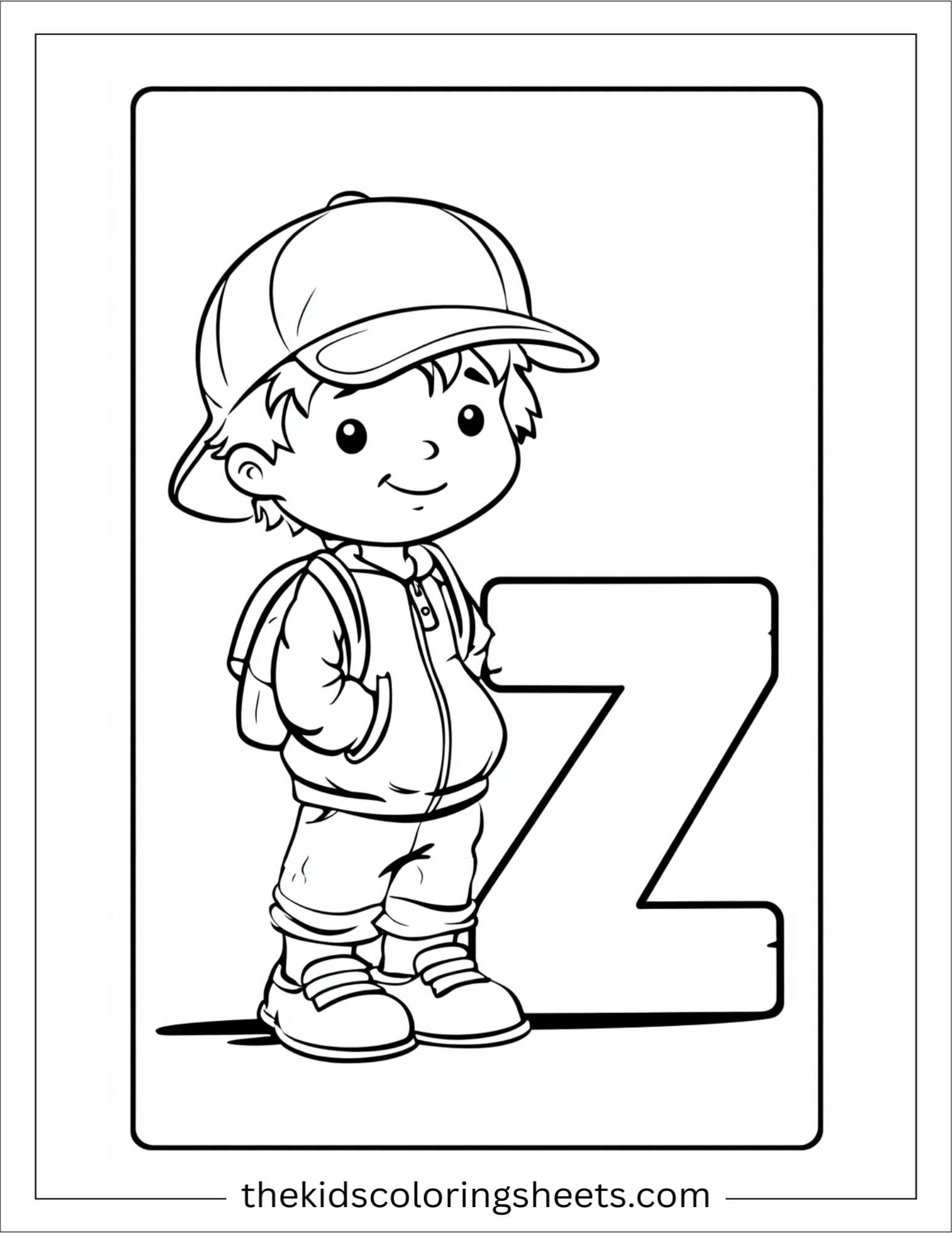 alphabet Z zipper jacket coloring page