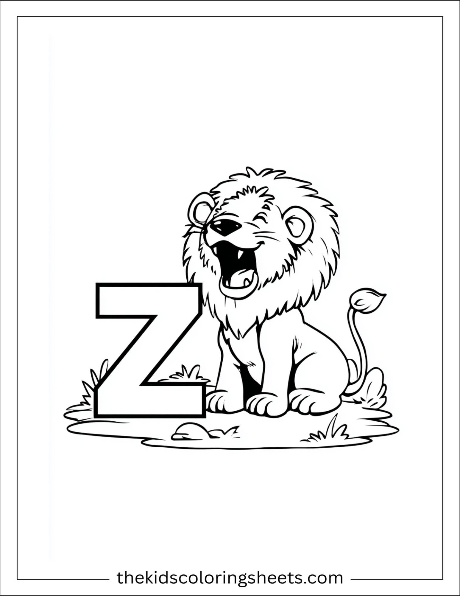 alphabet Z zoo lion coloring page