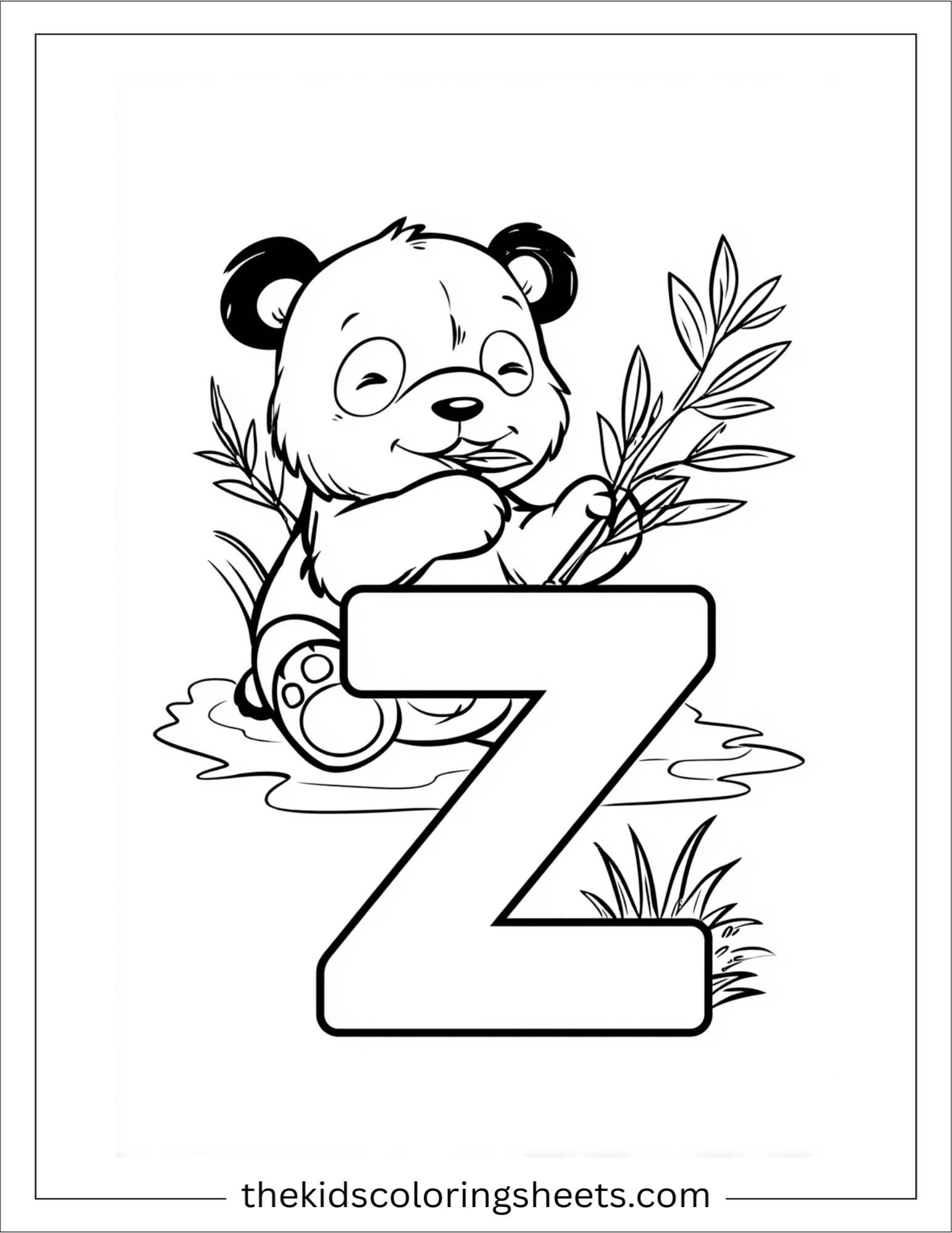 alphabet Z zoo panda coloring page