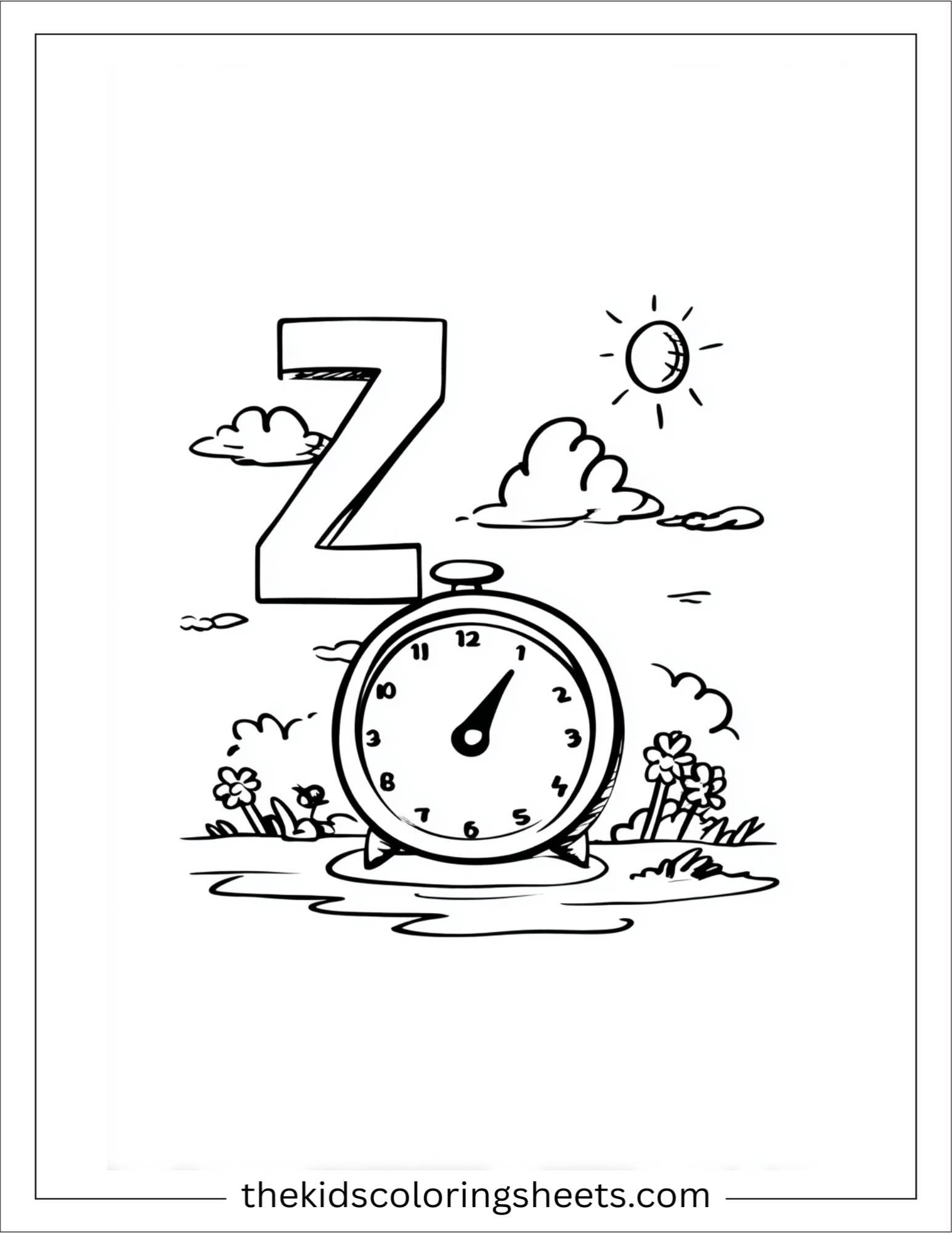 alphabet Z zoo tiger coloring page
